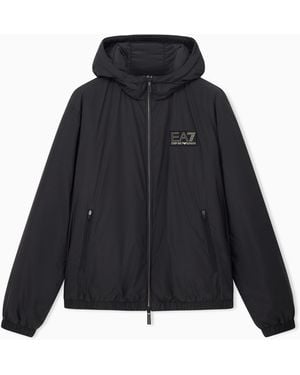 EA7 Giubbino Premium Label Over Con Cappuccio E Logo - Blu