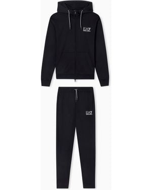 EA7 Pure Cotton Tracksuit With Hood - Blue