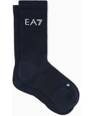 EA7 Gerippte Socken Tennis Pro Aus Einer Baumwollmischung - Blau