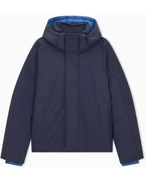 EA7 Gefütterte Oversize-Bomberjacke Aus Polyamid Mit Kapuze - Blau