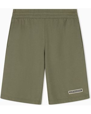 EA7 Bermudashorts Logo Series Schmale Passform Jerseyqualität - Grün