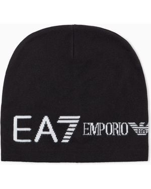 EA7 Strickbeanie Regularer Schnitt - Schwarz
