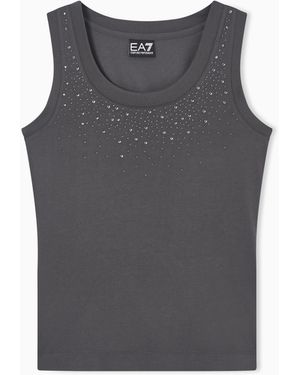 EA7 Precious Viscose-Blend Tank Top - Grey