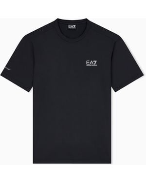 EA7 Jersey T-Shirt Tennis Pro Regular Fit With Rib Details - Black