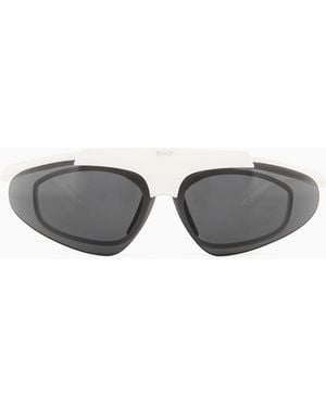 EA7 Sportsonnenbrille Mit Hochklappbaren Gläsern - Weiß