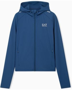 EA7 Felpa Ventus7 Con Cappuccio E Zip - Blu