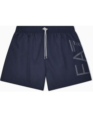 EA7 Bathing Trunks With A Drawstring Waist And Side Pockets - Blue