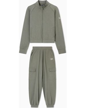 EA7 Stretch Cotton Tracksuit With Cargo Trousers - Grey