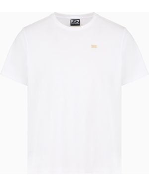 EA7 Core Lady Stretch Cotton Jersey Crew-Neck T-Shirt - White