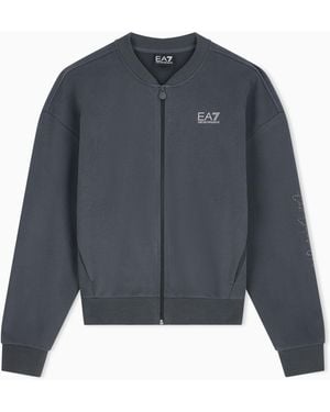 EA7 Felpa Logo Series Con Zip Integrale - Blu