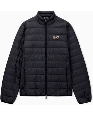 EA7 Packable Down Jacket With Front Zip Core Identity - Blue