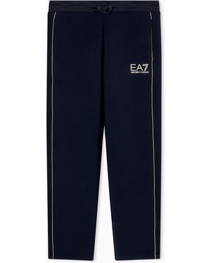 EA7 Label Viscose-Blend Pants - Blue