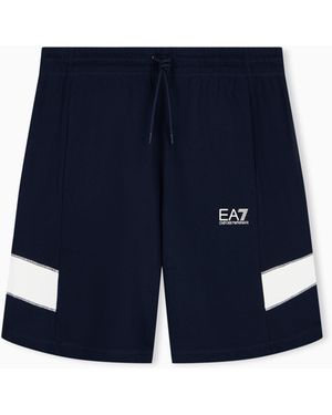 EA7 Core Identity Cotton Bermuda Shorts - Blue