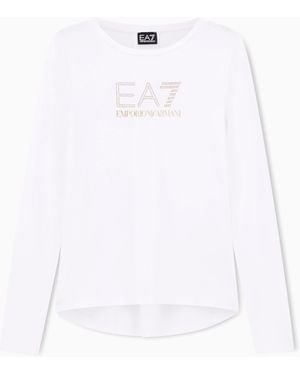 EA7 Evolution Stretch Cotton And Modal Long-Sleeved T-Shirt - White