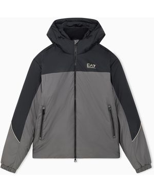 EA7 Puffy Bomber Jacket With An Oversized Fit - Grey