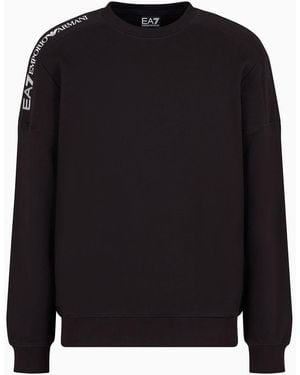 EA7 Logo Series Cotton Crew-neck Sweatshirt - Black