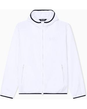 EA7 Technical Hooded Bomber With Zip Closure Core Identity - White