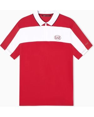 EA7 Tennis Pro Zip-Up Polo Shirt - Red