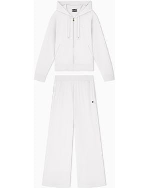EA7 Cotton Stretch Suit With Hood And Wide Trousers Core Lady - White