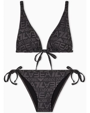 EA7 Triangel-Bikini Mit Monogramm - Schwarz