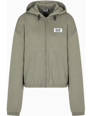 EA7 Contemporary Sport Sweatshirt Mit Kapuze Und Nylon-Einsätzen - Grün
