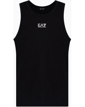 EA7 Core Identity Cotton Jersey Tank Top - Black