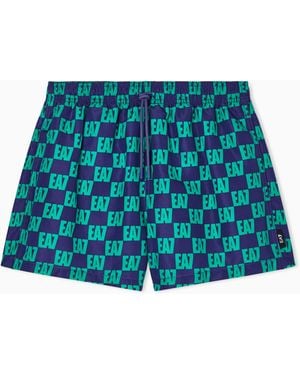 EA7 Graphic Series Printed Swim Trunks - Blue