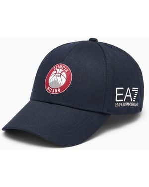 EA7 Armani Olimpia Milano Cotton Baseball Cap - Blue