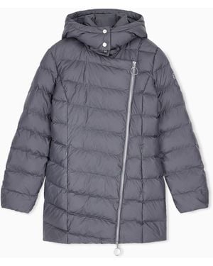 EA7 Bomber Jacket Slim Fit Padded With Diagonal Zip - Blue