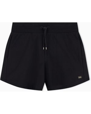 EA7 Core Lady Stretch Cotton-Jersey Fleece Shorts - Black