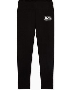 EA7 Visibility Girl Stretch Cotton Jersey Leggings - Black