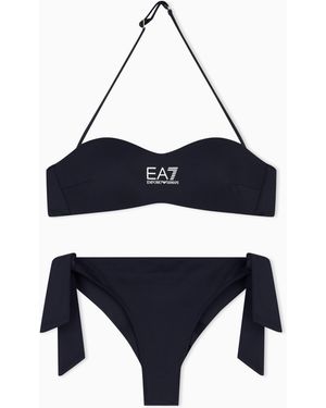 EA7 Bandeau-Bikini Logo - Blau