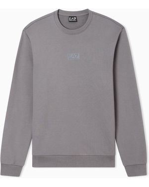 EA7 Logo Series Cotton Crew-Neck Sweatshirt - Grey
