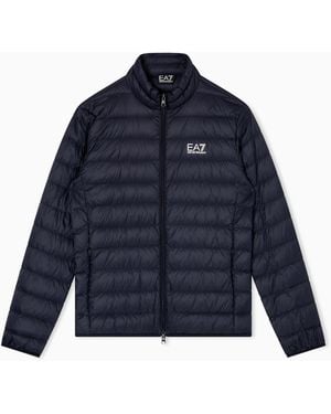 EA7 Packable Down Jacket With Front Zip Core Identity - Blue