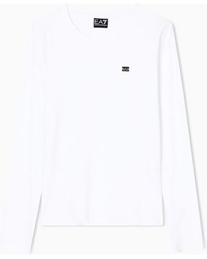 EA7 Core Lady Langarmshirt Aus Stretchjersey - Weiß