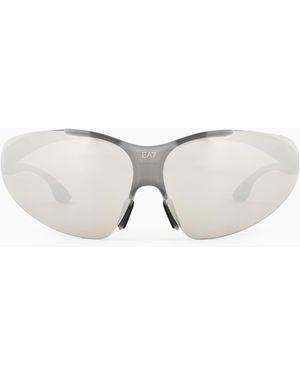 EA7 Sportliche Sonnenbrille Mit Unregelmäßig Geformter Fassung - Weiß
