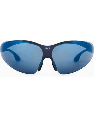 EA7 Sportliche Sonnenbrille Mit Unregelmäßig Geformter Fassung - Blau