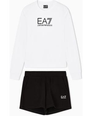 EA7 Stretch Cotton-Jersey T-Shirt And Shorts Set - White