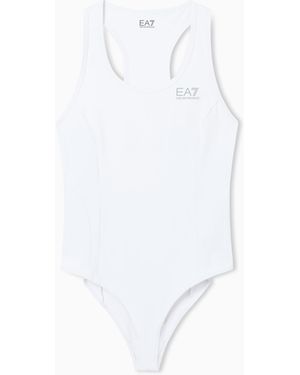 EA7 Natural Ventus7 Technical Fabric Bodysuit - White