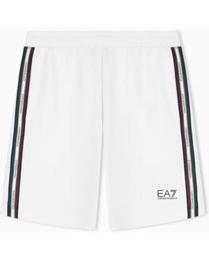 EA7 Italian Spirit Cotton-Blend Bermuda Shorts - White