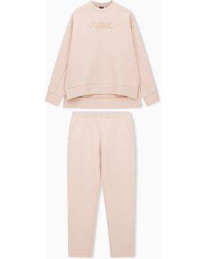 EA7 Logo Series Cotton Interlock Tracksuit - White
