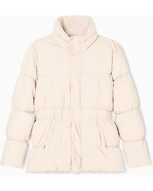 EA7 Logo Series Gefütterte Jacke Aus Nylon - Natur