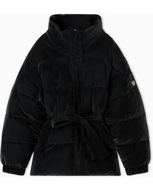 EA7 Nylon Padded Jacket With Belt - Black
