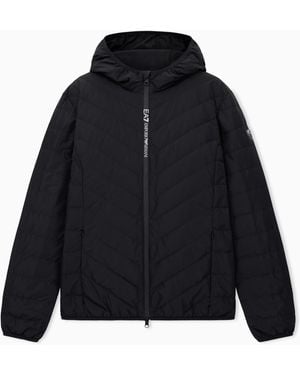 EA7 Premium Shield Packable Hooded Down Jacket - Black
