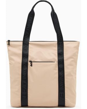 EA7 Technical-Fabric Shopper Bag With Logo Tape - Natural