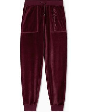 EA7 Athletic Velour Stretch Chenille Joggers - Purple