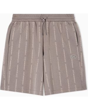 EA7 Graphic Series Cotton-Blend Bermuda Shorts - Natural