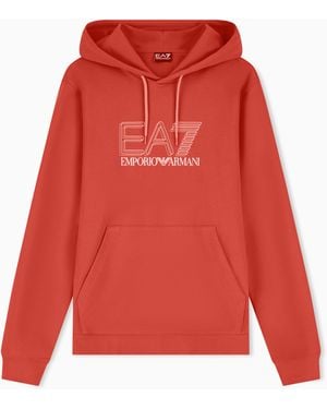 EA7 Pure Cotton Hooded Sweatshirt - Red