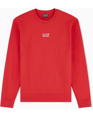 EA7 Core Identity Cotton Crew-Neck Sweatshirt - Red