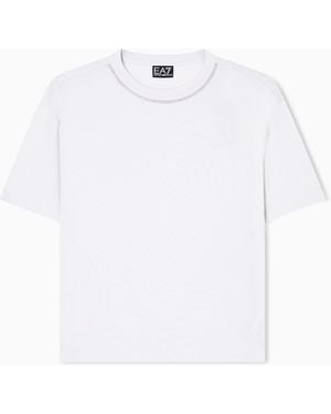 EA7 Precious Viscose-Blend Crew-Neck T-Shirt - White